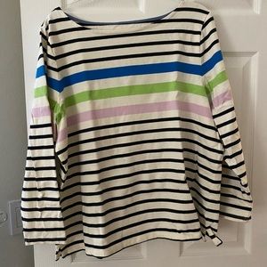Talbots black and multi striped long sleeve boatneck tee. Size 2X.